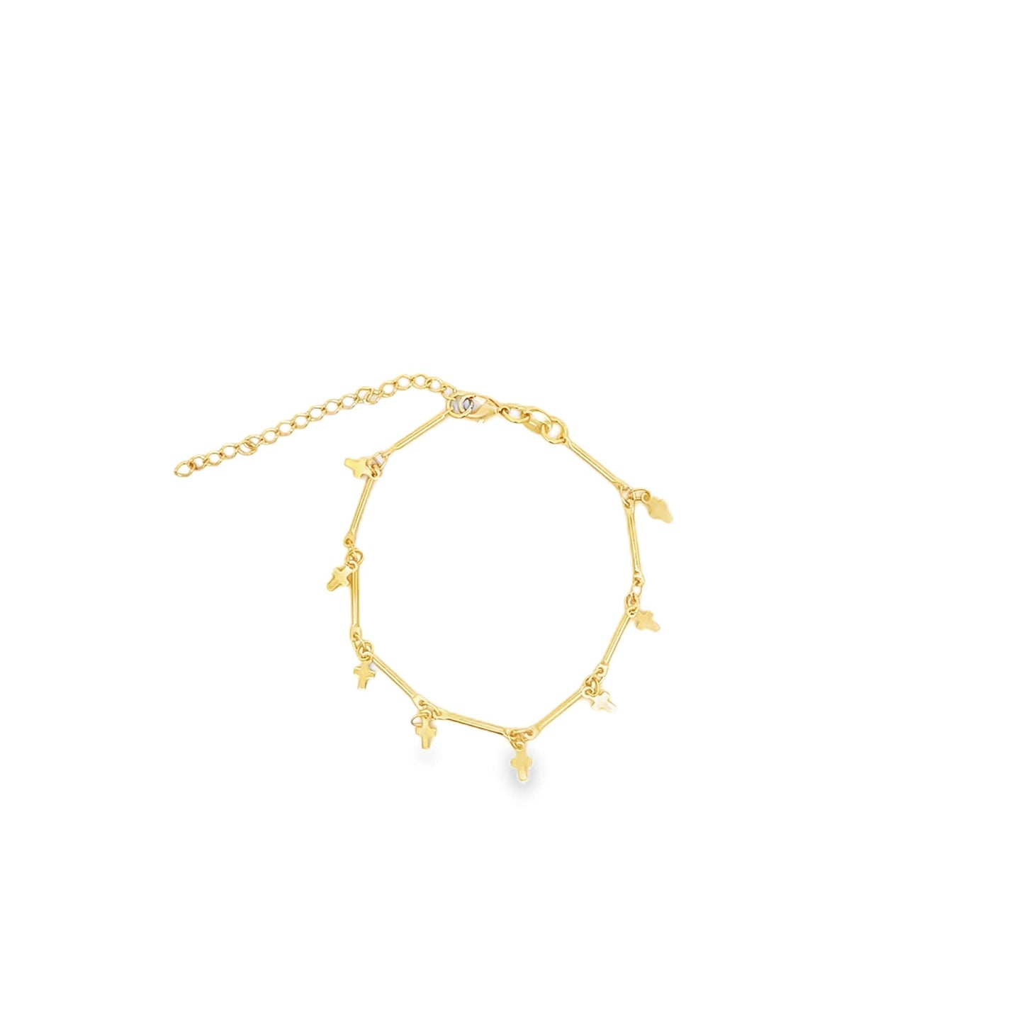 Bar Link Tiny Dangle Cross Charm Bracelet