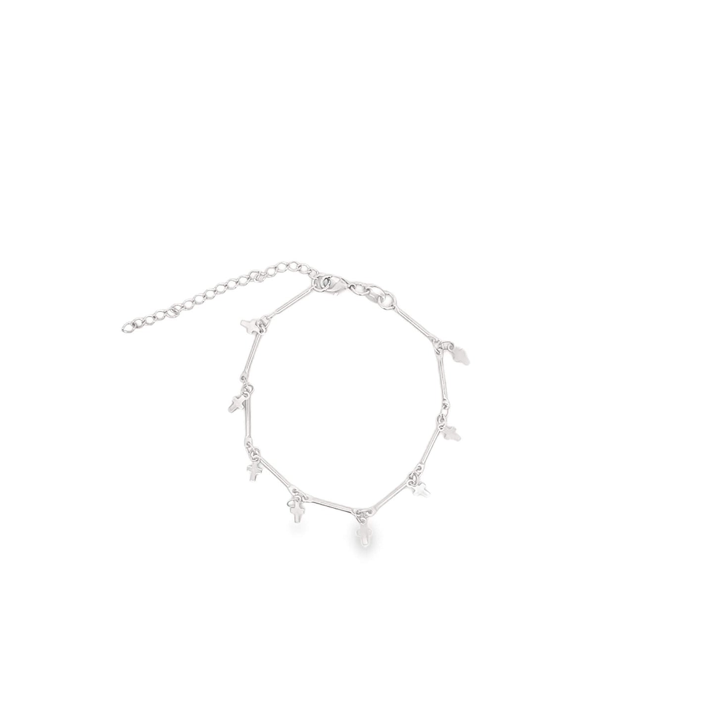 Bar Link Tiny Dangle Cross Charm Bracelet