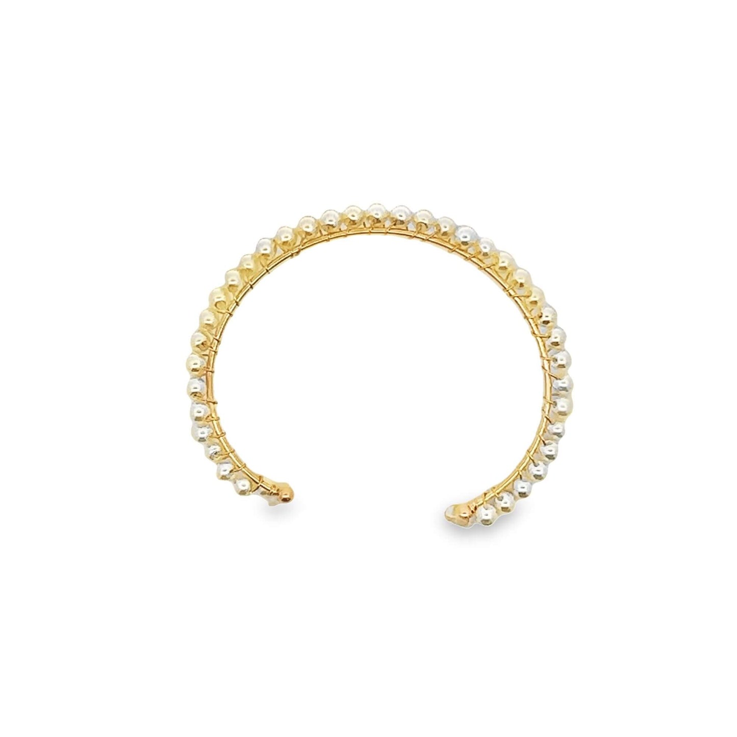 Adjustable Wire Wrapped Pearl Bangle