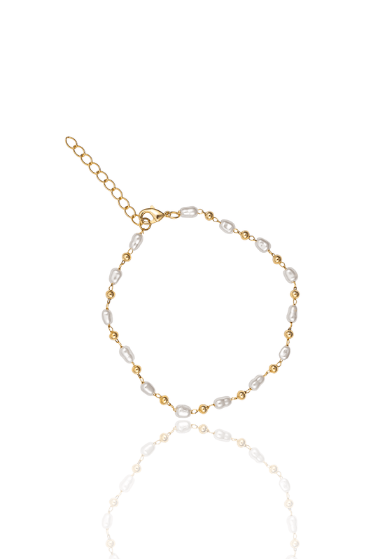 Abstract Pearl Bead Linked Bracelet