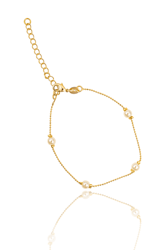Mini Ball Chain Pearl Accent Bracelet