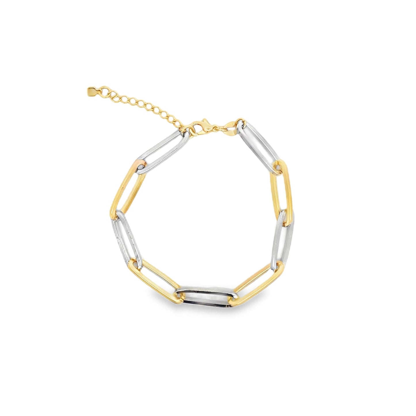 Two Toned 7mm Wide Oval Clip Bracelet