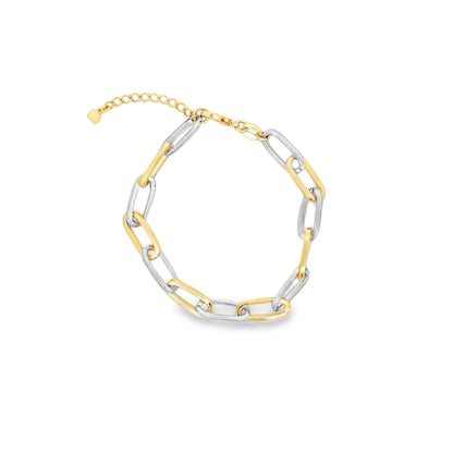 Two Toned 7mm Oval Paperclip Bracelet