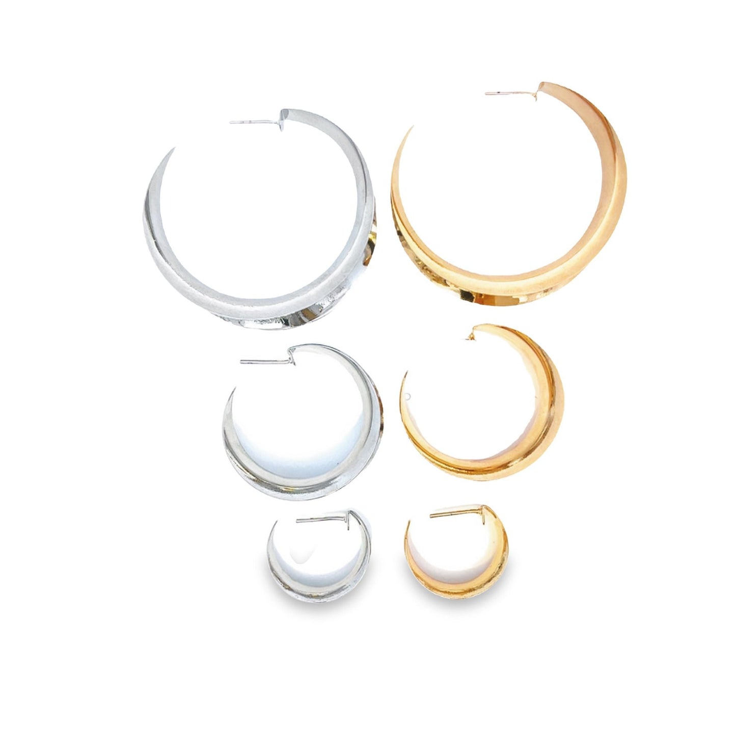 18K Gold Filled Curved Wide Minimalist Hoops (J305-J307)