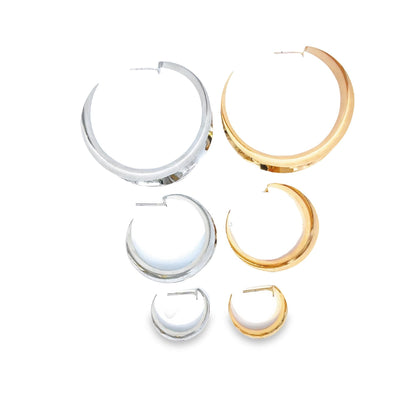 18K Gold Filled Curved Wide Minimalist Hoops (J305-J307)