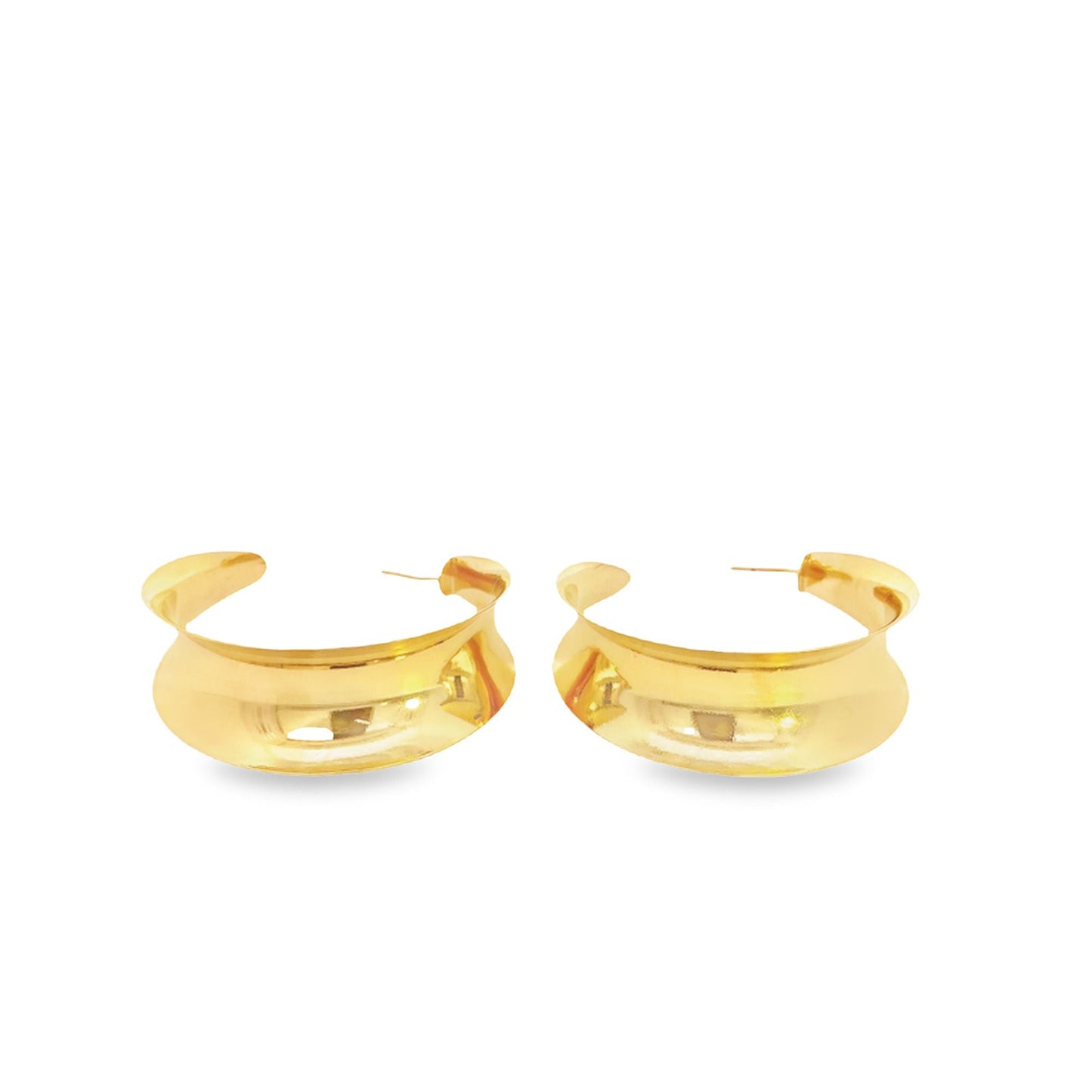 18K Gold Filled Curved Wide Minimalist Hoops (J305-J307)