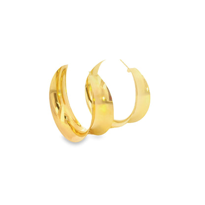 18K Gold Filled Curved Wide Minimalist Hoops (J305-J307)