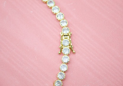 5MM Diamond Cut Round Clear CZ Tennis Bracelet