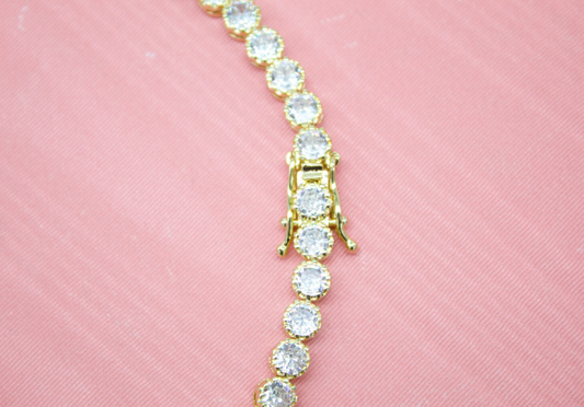 5MM Diamond Cut Round Clear CZ Tennis Bracelet