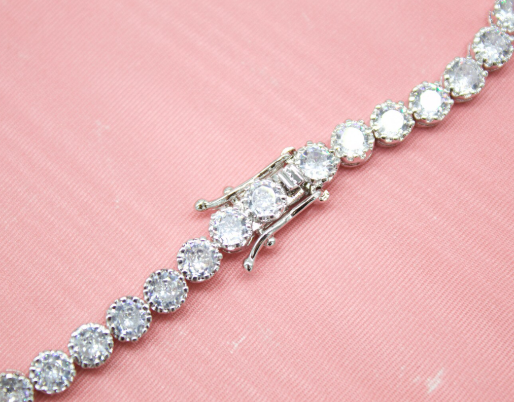 5MM Diamond Cut Round Clear CZ Tennis Bracelet
