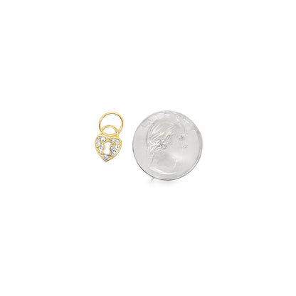 18K Gold Filled Small Heart Shaped Lock Pendant With Zirconia Stones