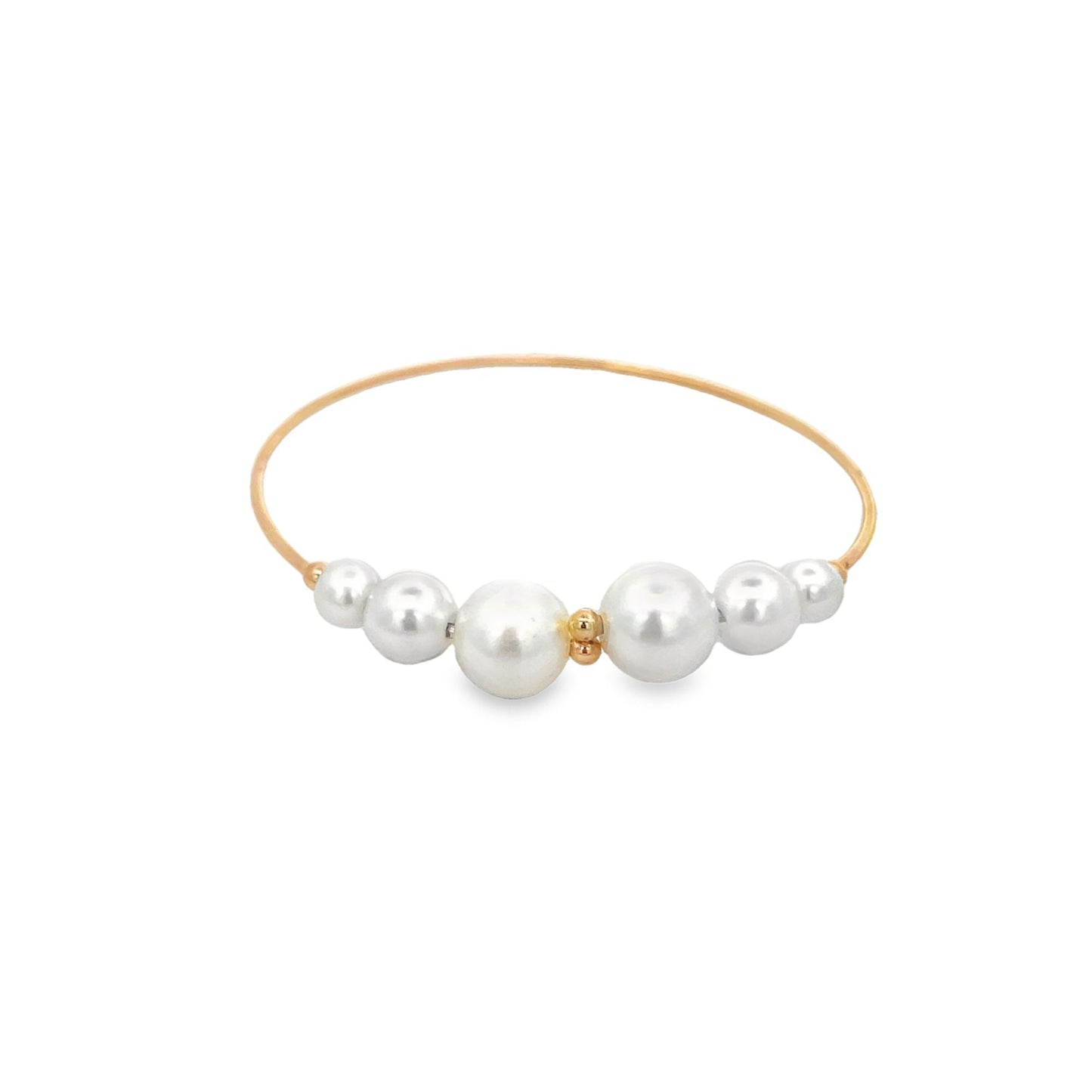 Wrist Cuff Bangle With Gold/Pearls Ball Beads