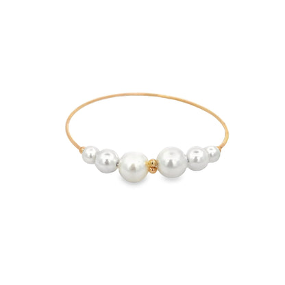 Wrist Cuff Bangle With Gold/Pearls Ball Beads