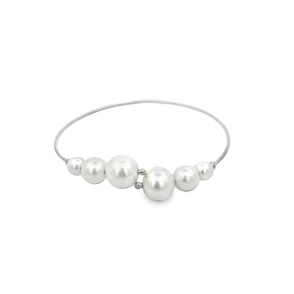 Wrist Cuff Bangle With Gold/Pearls Ball Beads