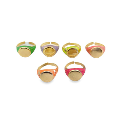 Enamel Ring Adjustable Stackable Rings
