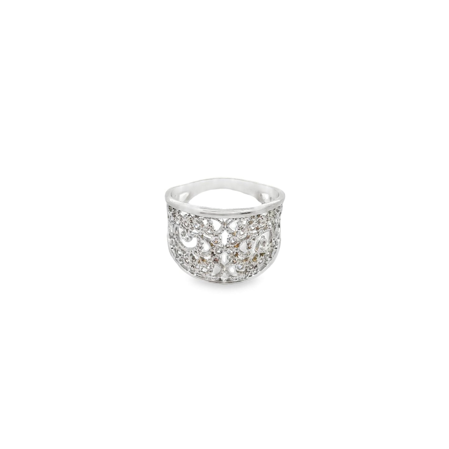 Gold/Rhodium CZ Vintage-Style Ring