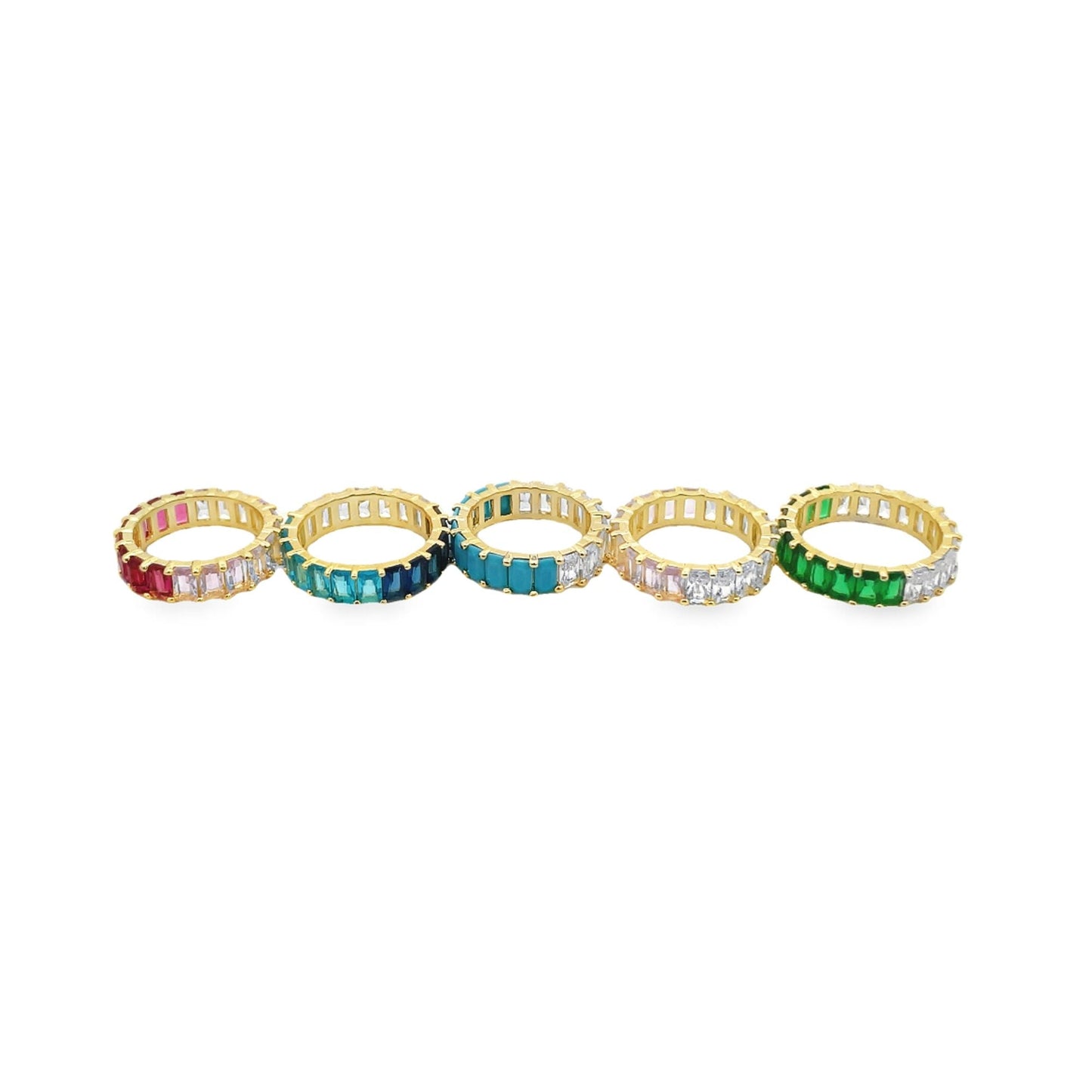 Ring With Colored Ombré CZ Stones
