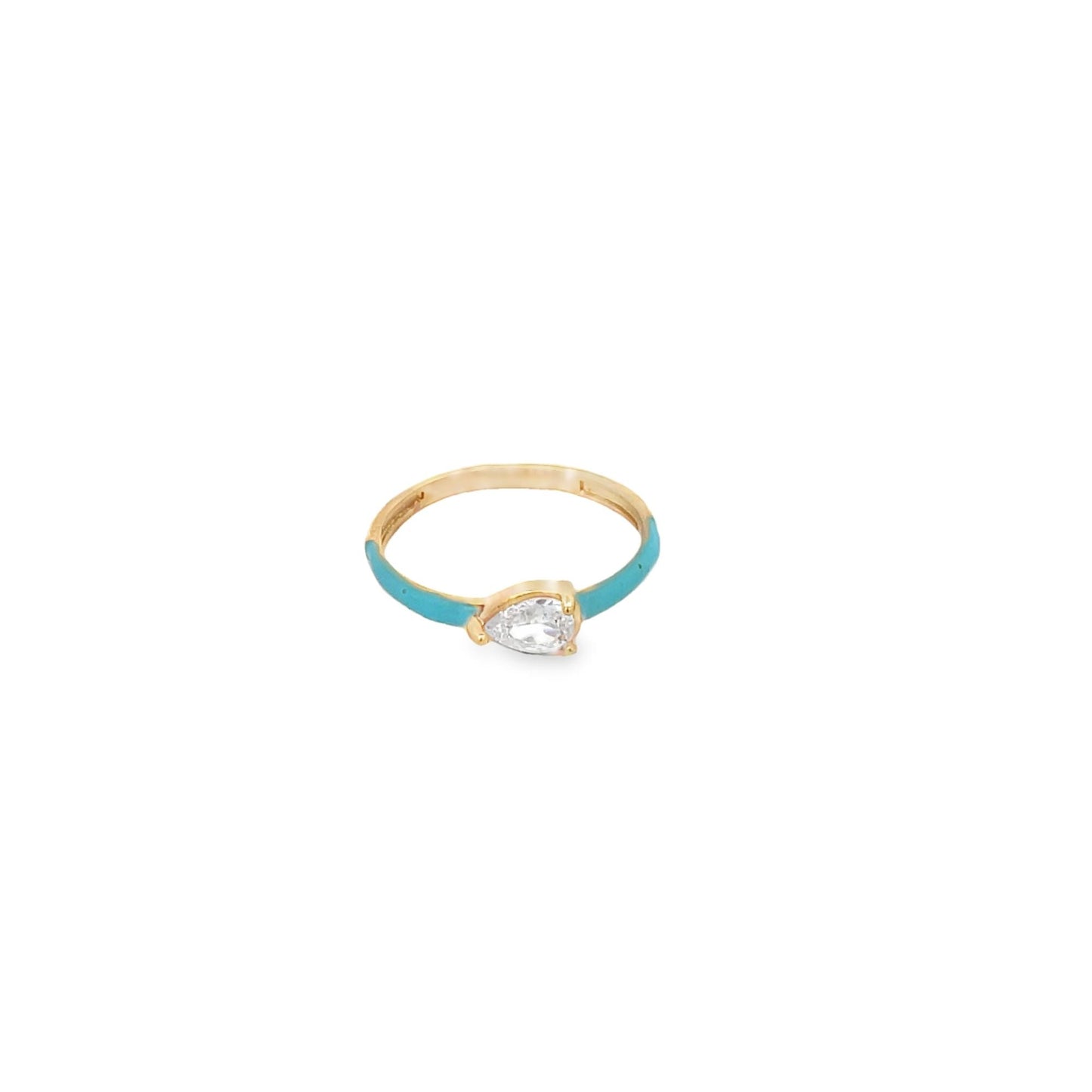 Enamel Ring Band With Oval Cut CZ Stones