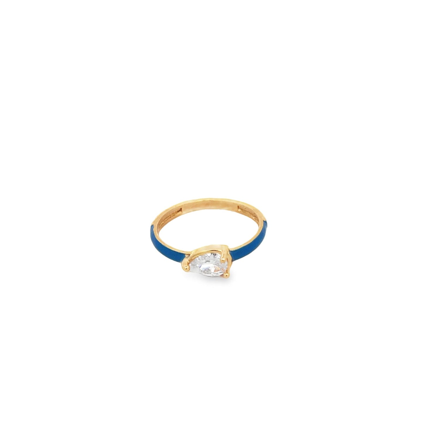 Enamel Ring Band With Oval Cut CZ Stones