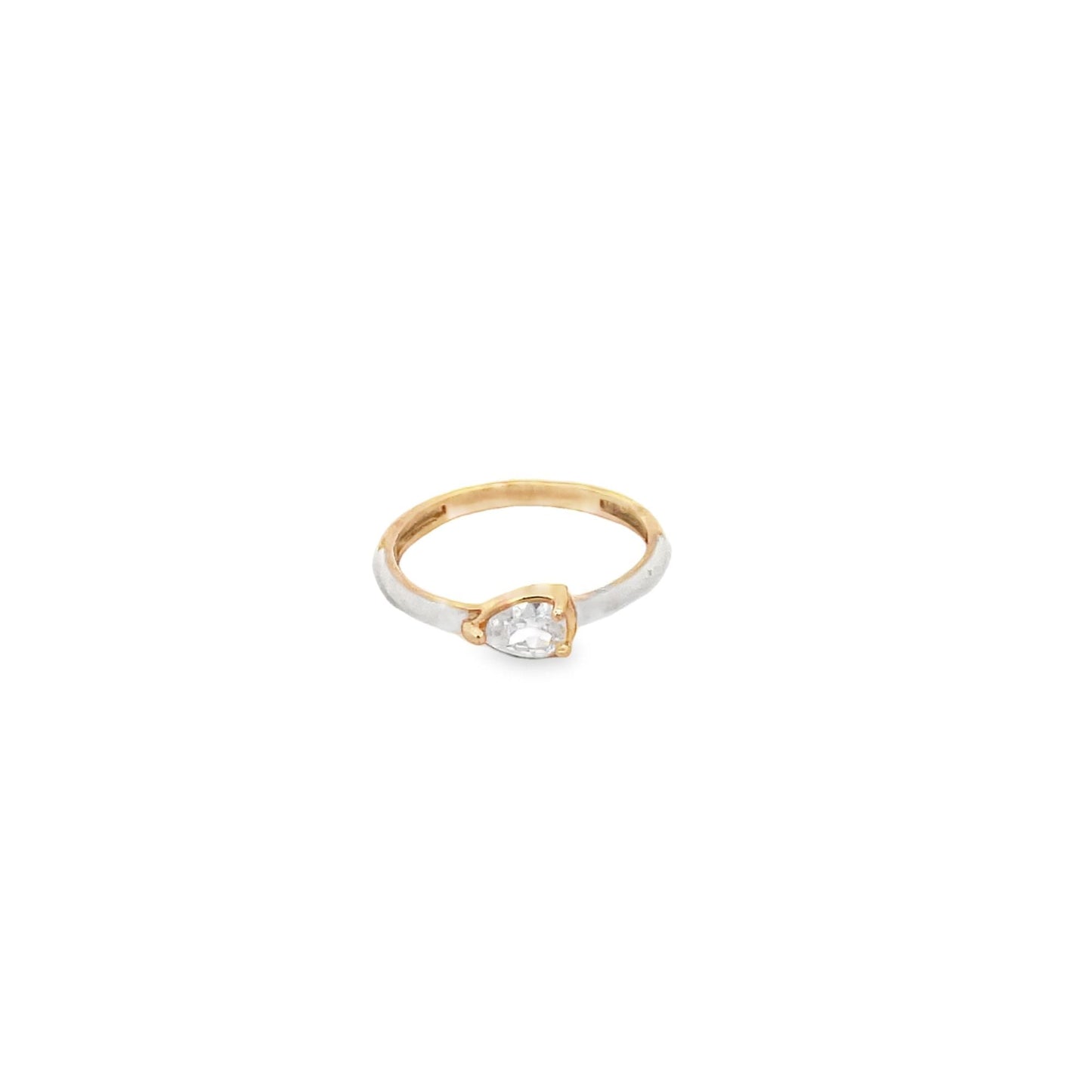 Enamel Ring Band With Oval Cut CZ Stones