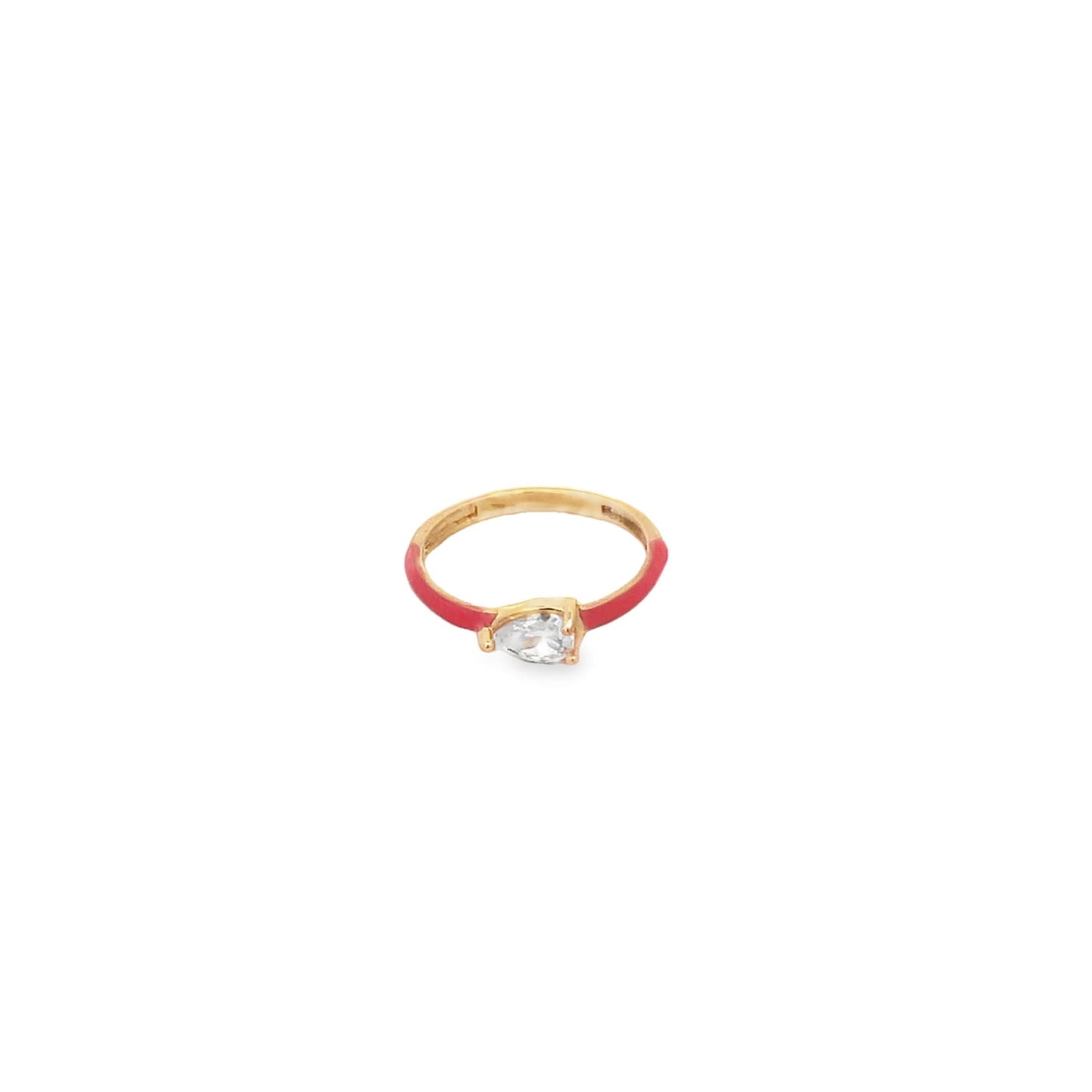 Enamel Ring Band With Oval Cut CZ Stones