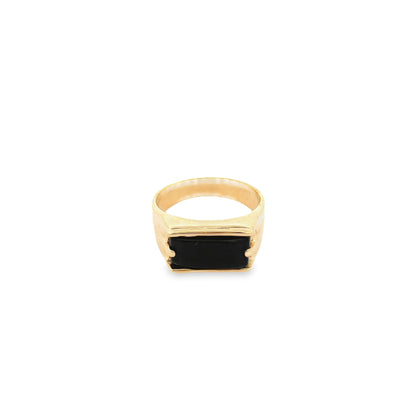Ring With Rectangle Black Stone