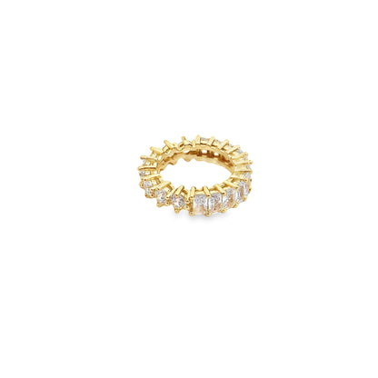 Ring With Round And Baguette CZ Stones