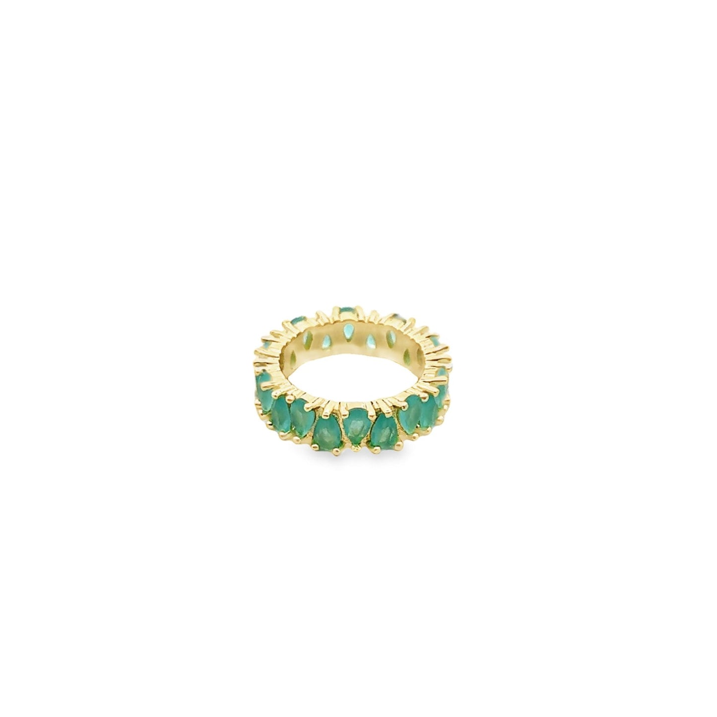 Ring With Pear Cut Tear Drop Colored CZ Stones