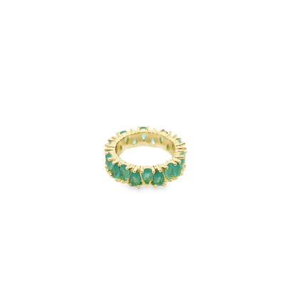 Ring With Pear Cut Tear Drop Colored CZ Stones