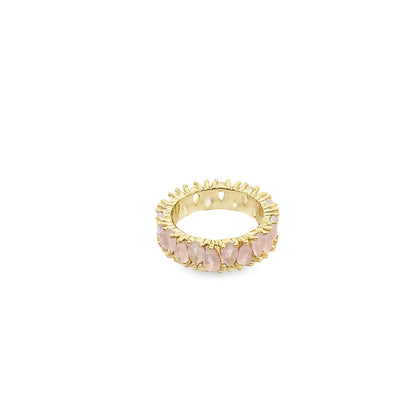 Ring With Pear Cut Tear Drop Colored CZ Stones