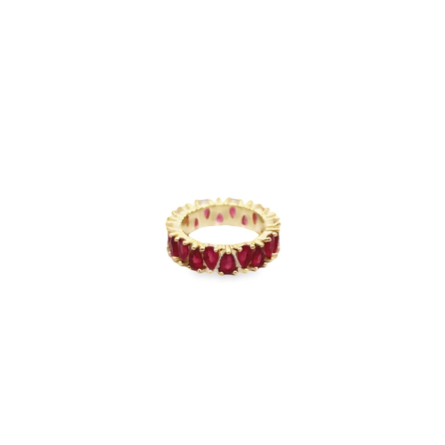 Ring With Pear Cut Tear Drop Colored CZ Stones