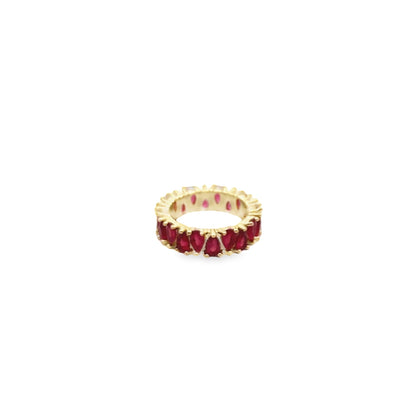 Ring With Pear Cut Tear Drop Colored CZ Stones