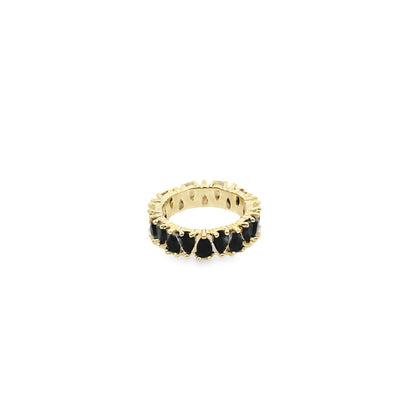 Ring With Pear Cut Tear Drop Colored CZ Stones
