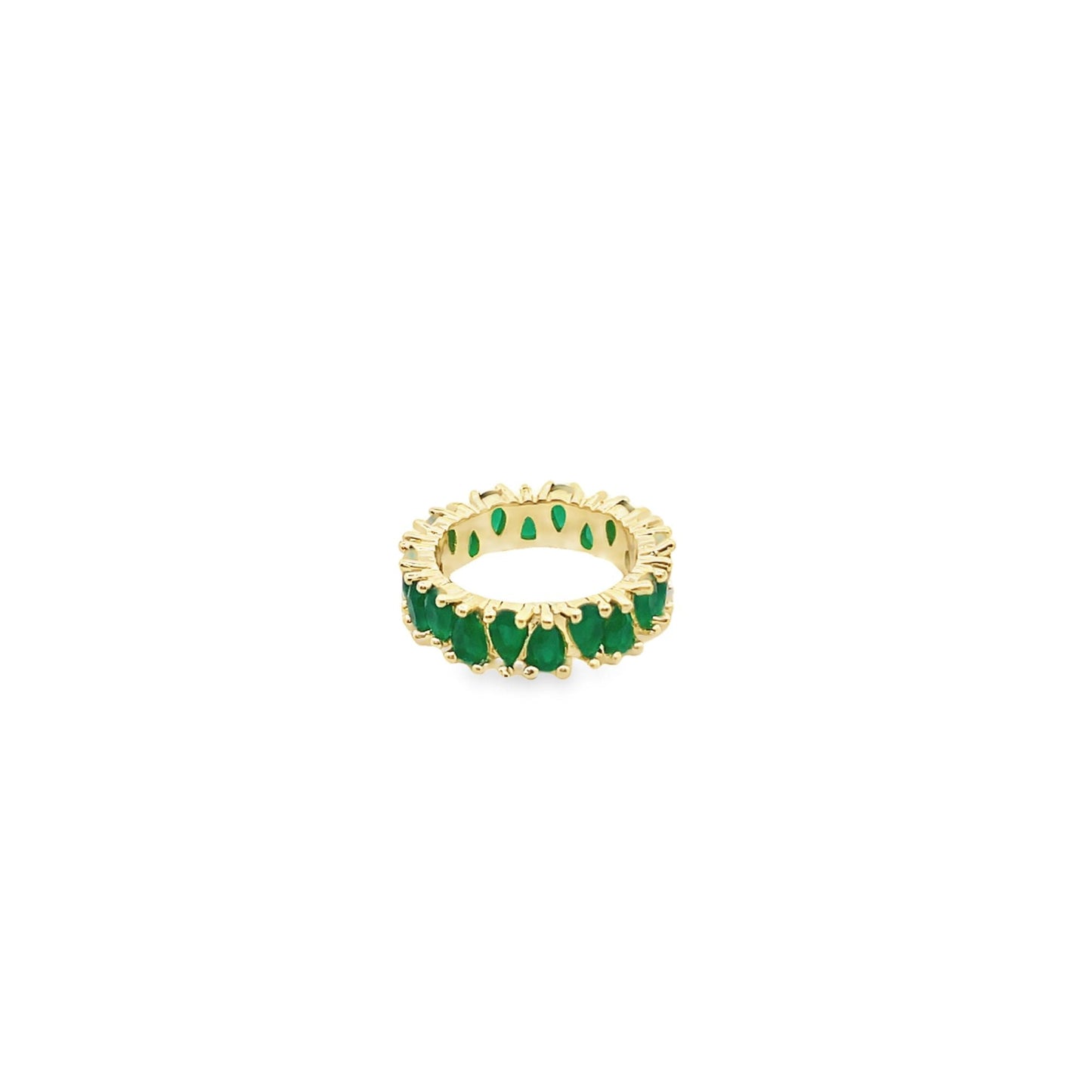 Ring With Pear Cut Tear Drop Colored CZ Stones