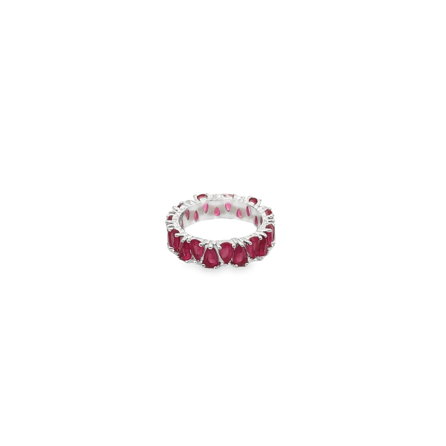 Ring With Pear Cut Tear Drop Colored CZ Stones