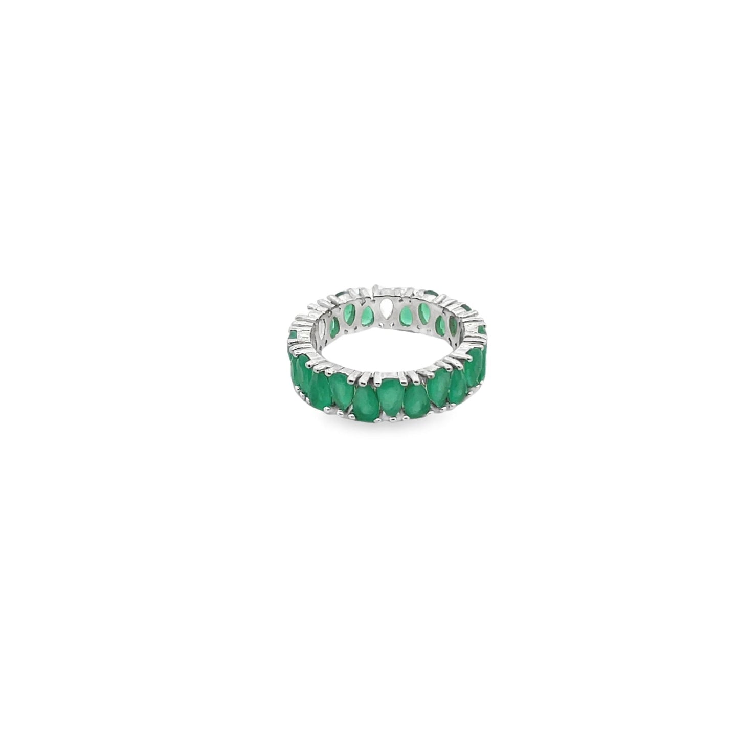Ring With Pear Cut Tear Drop Colored CZ Stones
