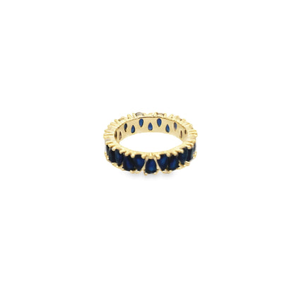 Ring With Pear Cut Tear Drop Colored CZ Stones