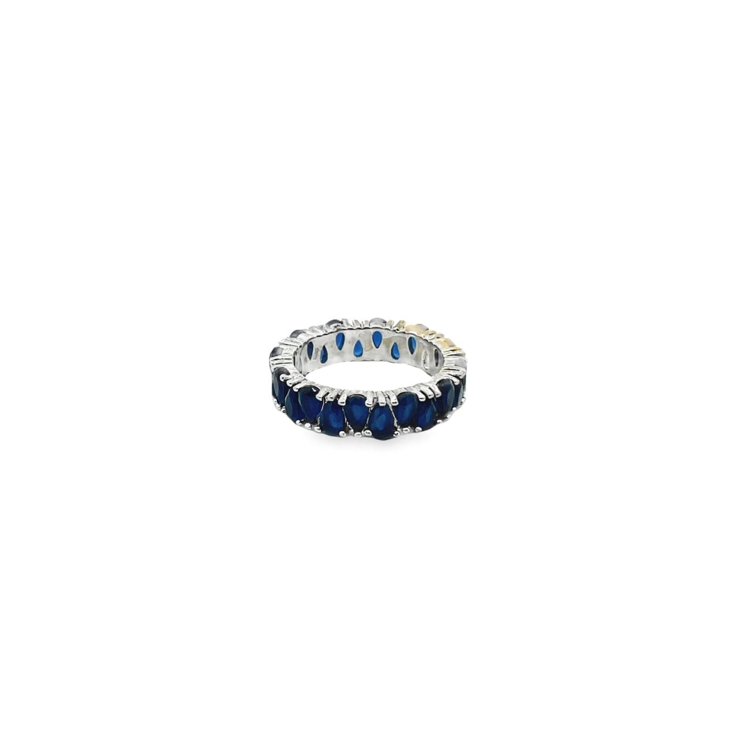 Ring With Pear Cut Tear Drop Colored CZ Stones