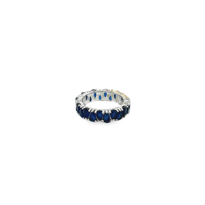 Ring With Pear Cut Tear Drop Colored CZ Stones