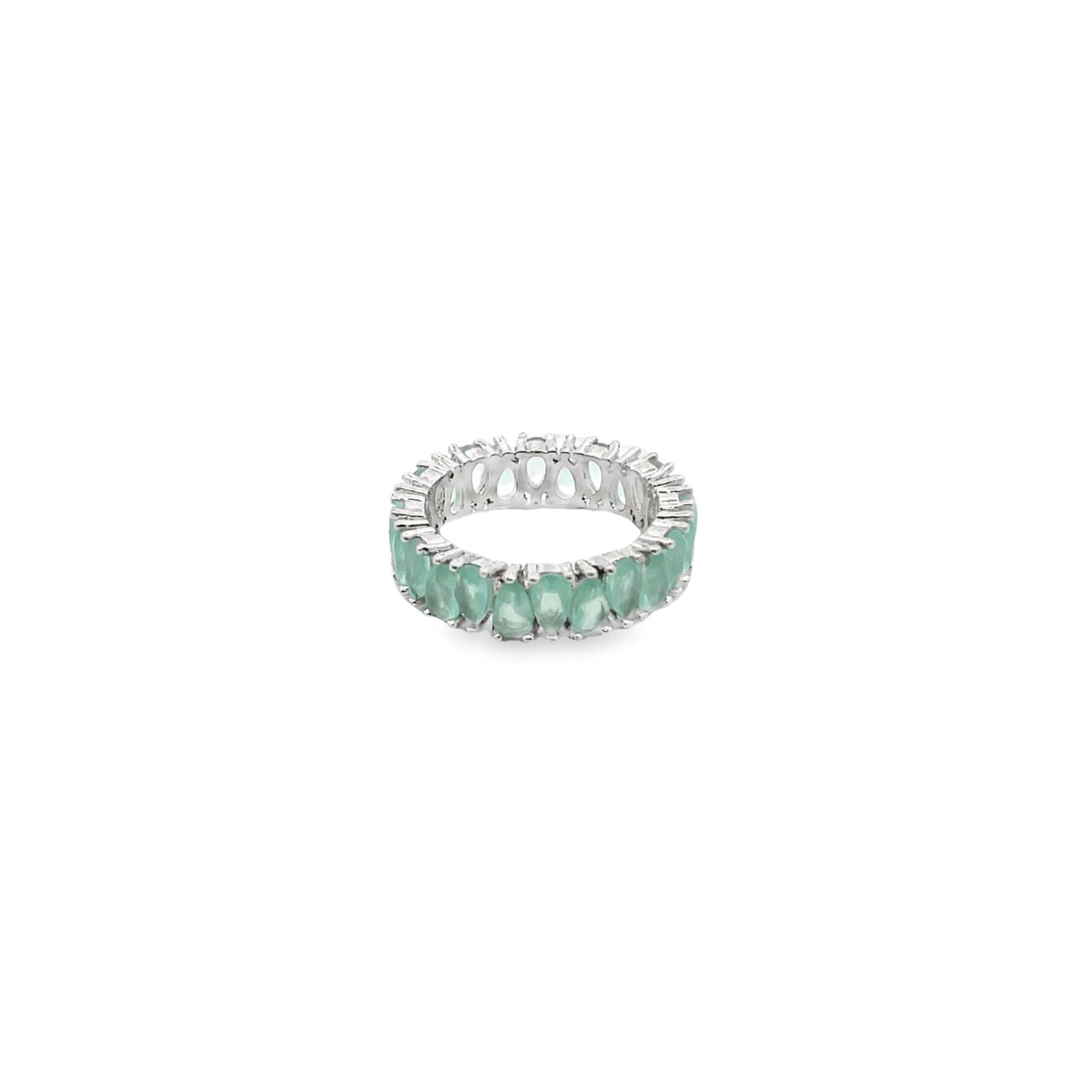 Ring With Pear Cut Tear Drop Colored CZ Stones