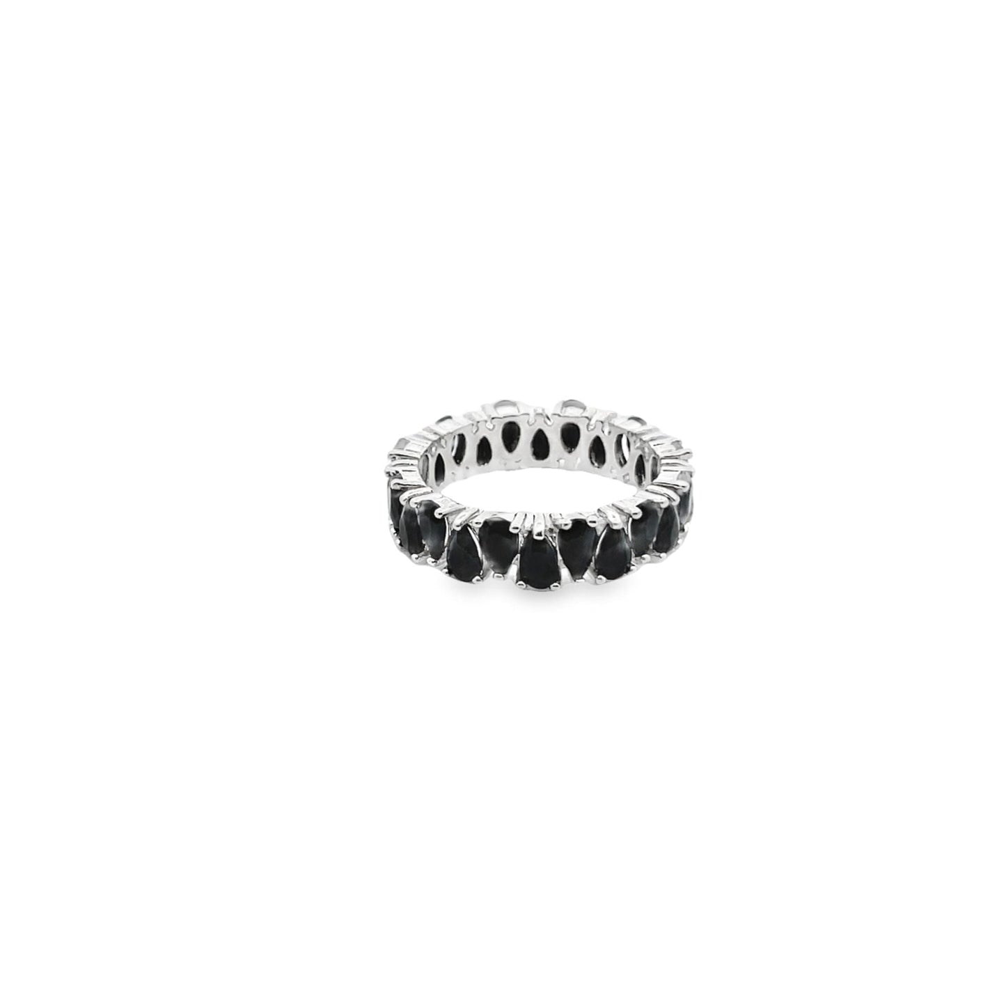 Ring With Pear Cut Tear Drop Colored CZ Stones