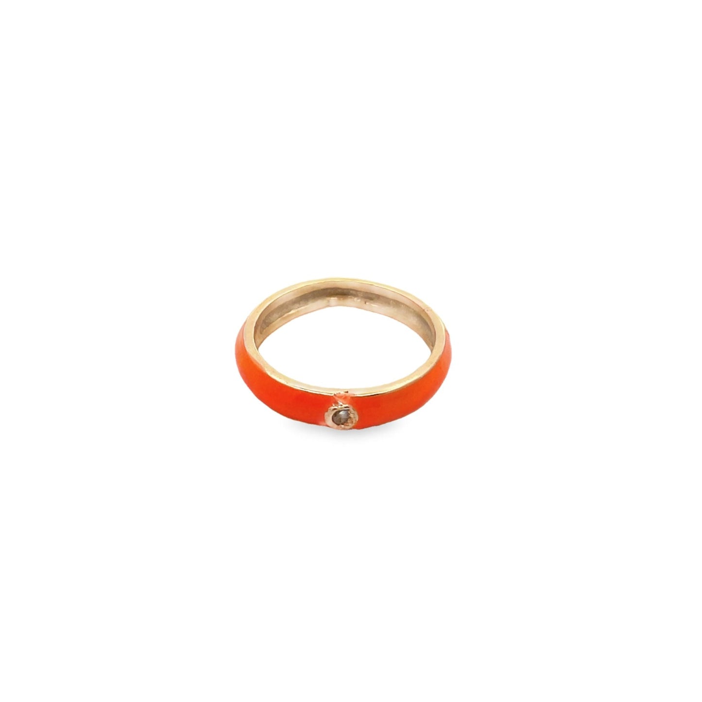 Enamel Ring Band With A Single CZ Stone