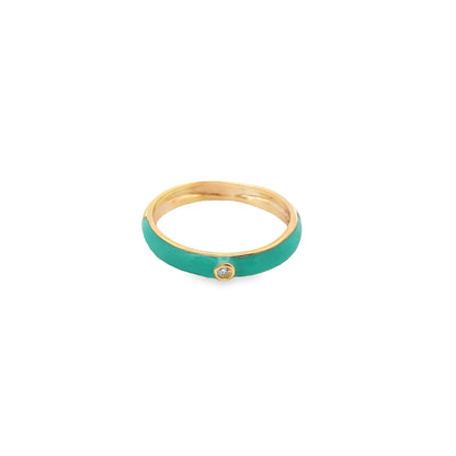 Enamel Ring Band With A Single CZ Stone