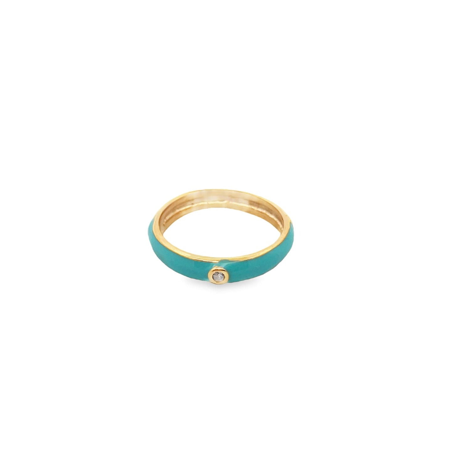 Enamel Ring Band With A Single CZ Stone