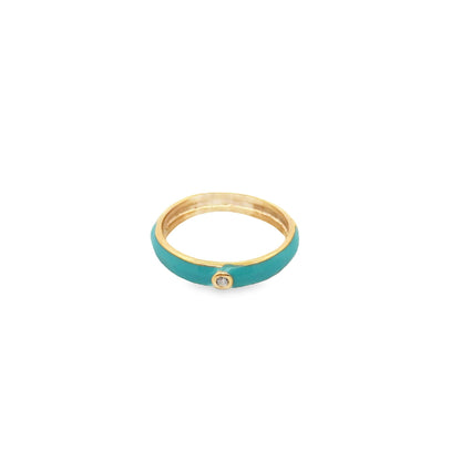 Enamel Ring Band With A Single CZ Stone