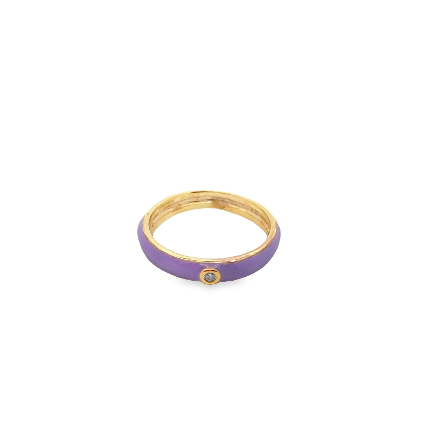 Enamel Ring Band With A Single CZ Stone