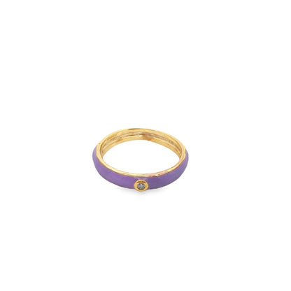 Enamel Ring Band With A Single CZ Stone