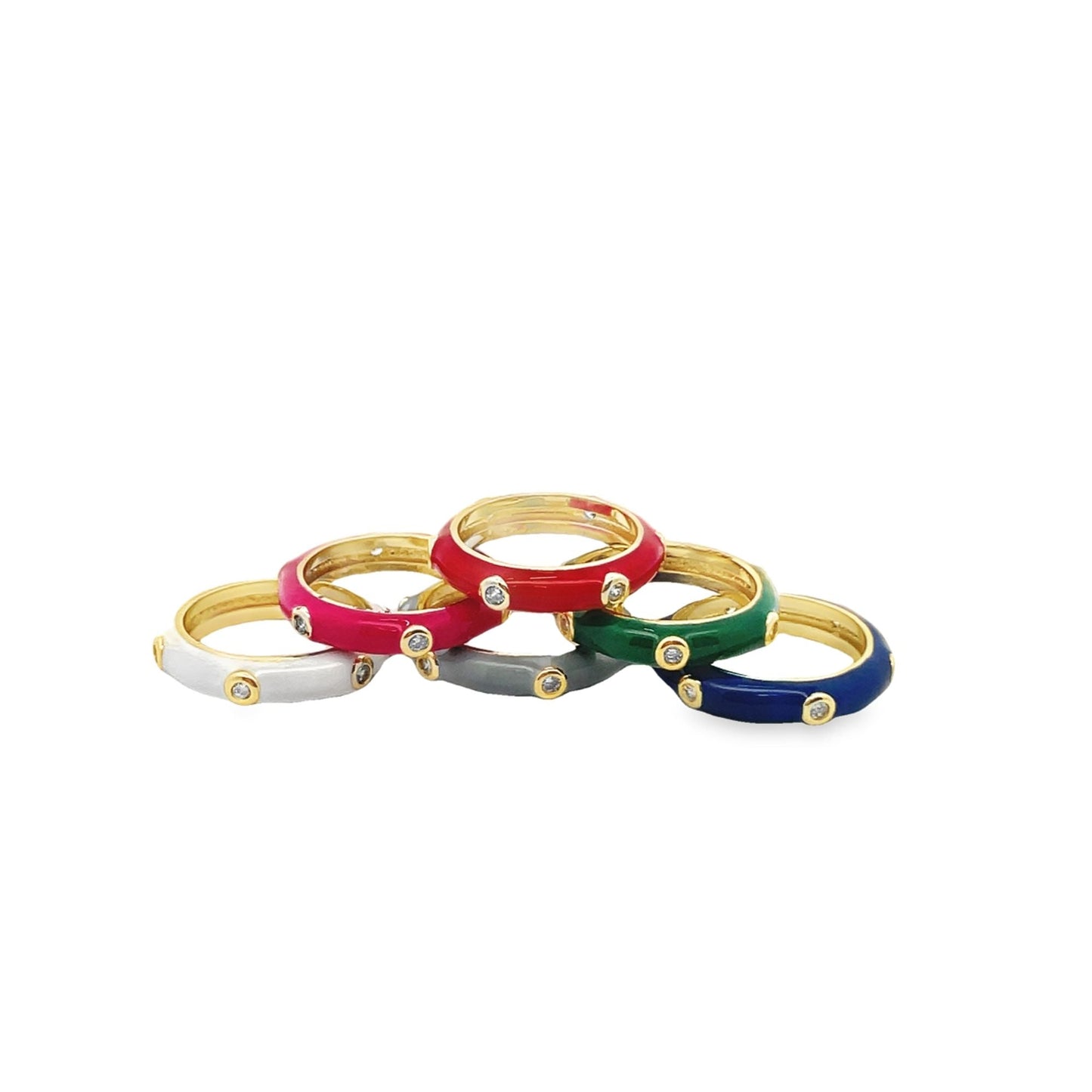 Enamel Ring With CZ Stones