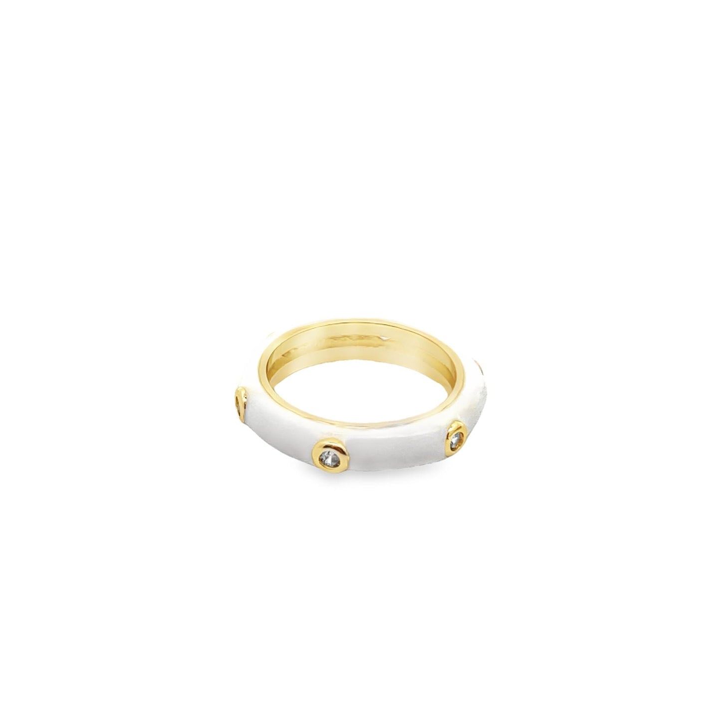 Enamel Ring With CZ Stones
