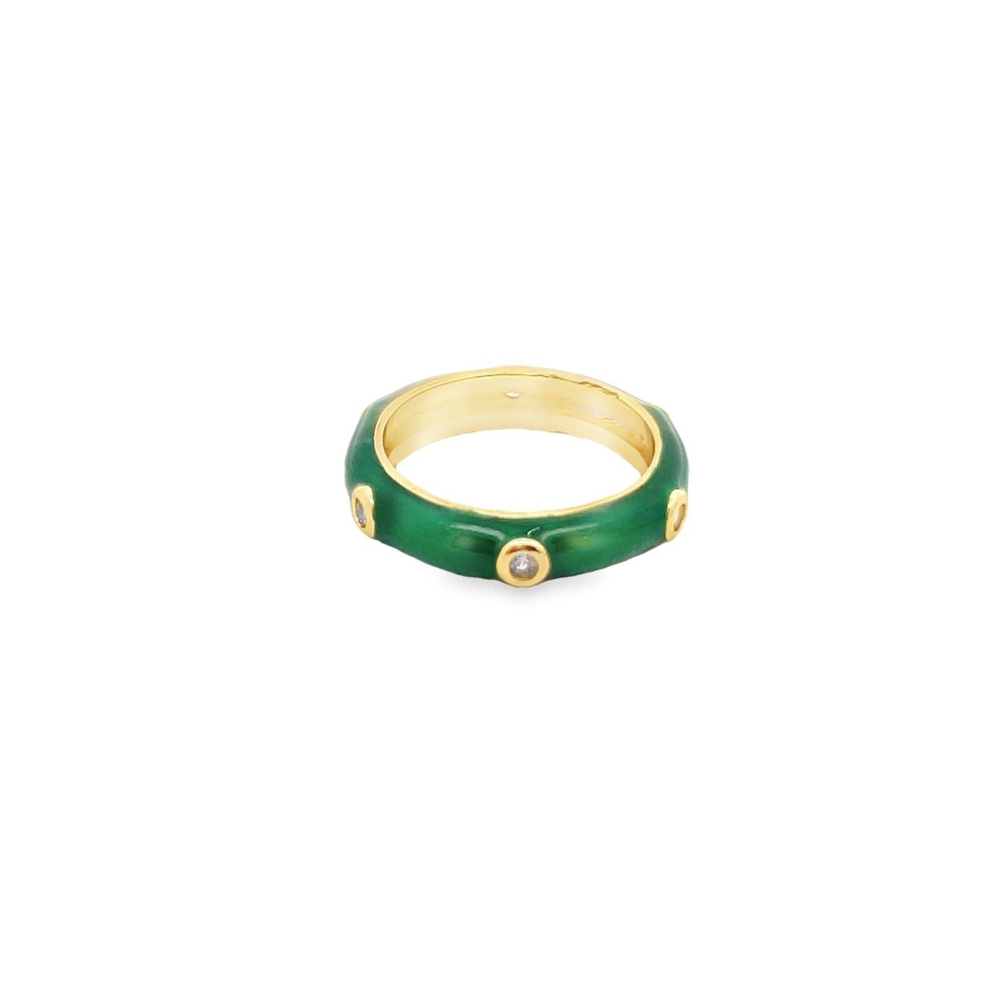 Enamel Ring With CZ Stones